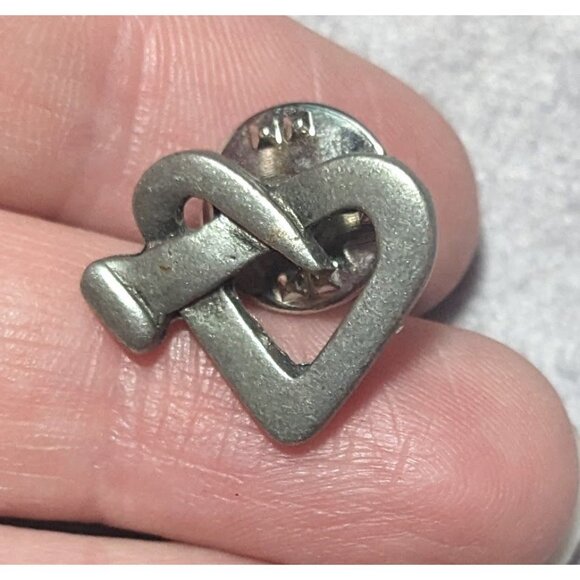 CTA Twisted Nail Heart Silver Tone Lapel Pin - Picture 7 of 8